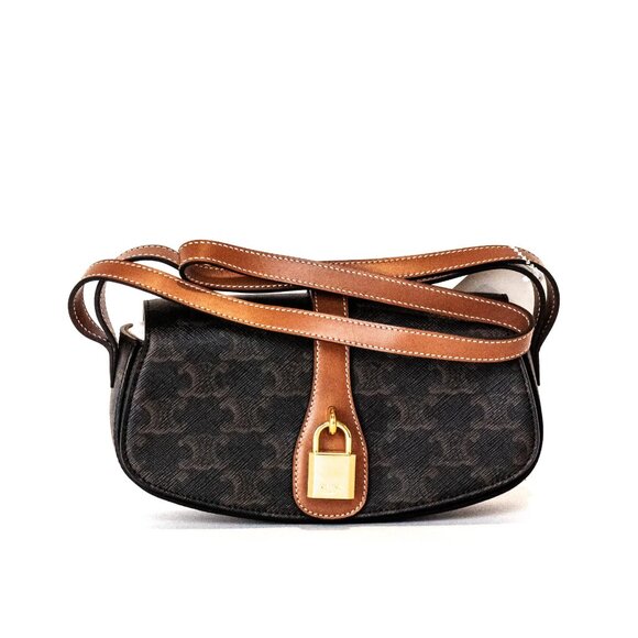 Celine Tabou Clutch on Strap – Triomphe Canvas & Calfskin (Tan, Like New) - Picture 1 of 5